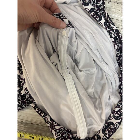 White House Black Market Blouse Womens Size XL Black Purple Career Shirt - Picture 2 of 12